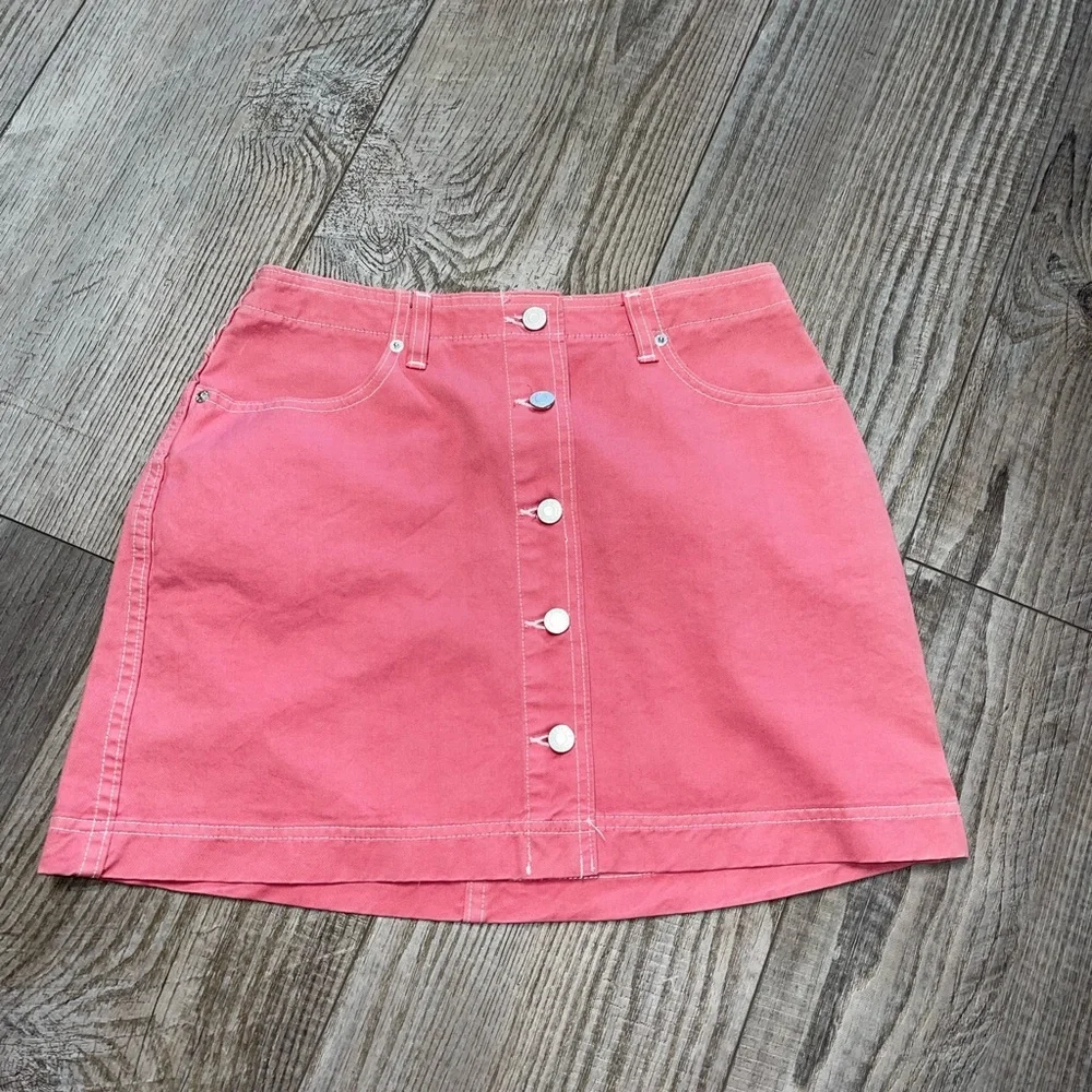 Vintage GAP pink rose mini button up skirt 80s 90s back to school 8 - Picture 2 of 8